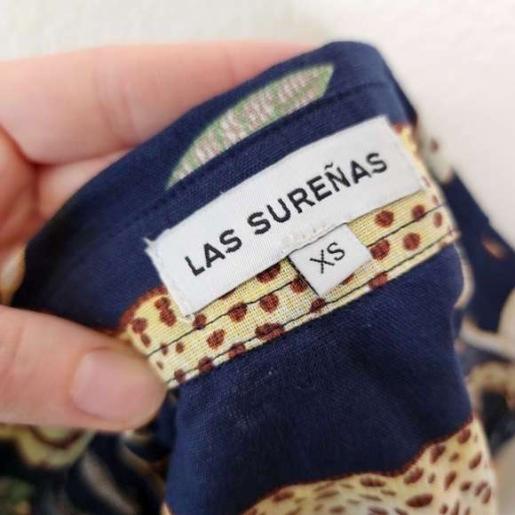 LAS SURENAS Running Cheatah Linen Blend Shirt XS - Picture 6 of 10